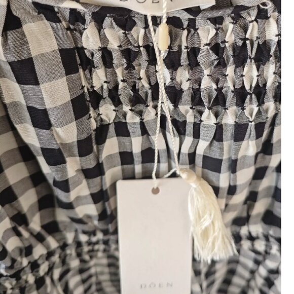 DÔEN Gingham Pleated Linen Blend Maxi Dress - Picture 8 of 8